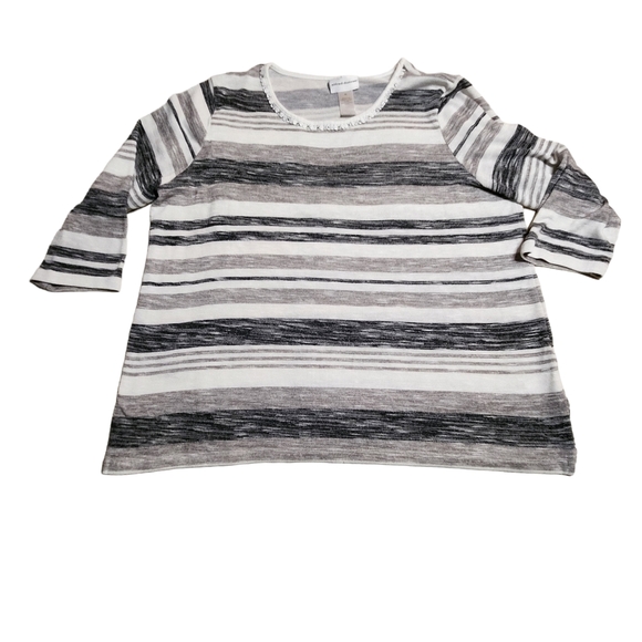 Alfred Dunner Sweaters - ♡Alfred Dunner Women's 3/4 Sleeve Striped Sweater Size XL